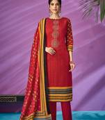 Red printed cambric salwar