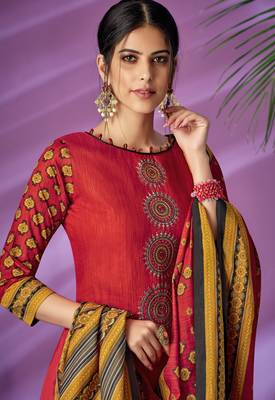 Red printed cambric salwar 2