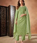 Green printed cambric salwar