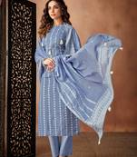 Blue printed cambric salwar