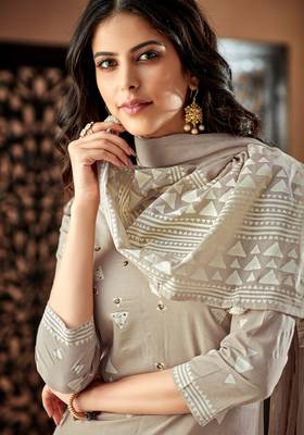 Grey printed cambric salwar 2