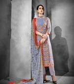 Blue printed cambric salwar