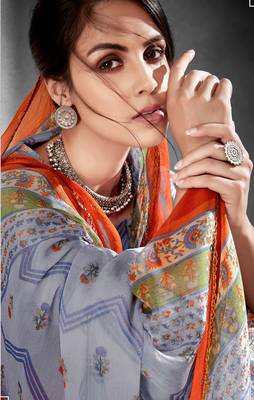 Blue printed cambric salwar 2