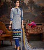 Blue printed cotton silk salwar