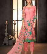 Pink printed cotton silk salwar