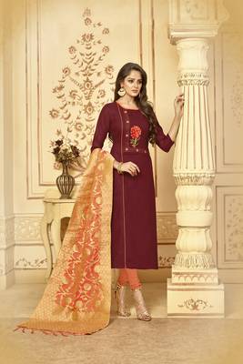 Maroon Embroidered Cotton Salwar 1