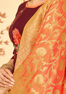Maroon Embroidered Cotton Salwar 2