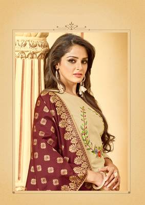 Beige Embroidered Cotton Salwar 2