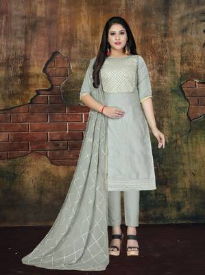 Grey Embroidered Cotton Salwar 1