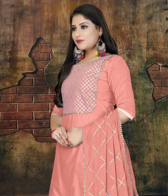 Peach Embroidered Cotton Salwar 2