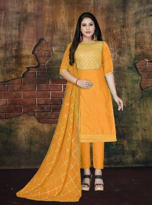 Orange Embroidered Cotton Salwar 1