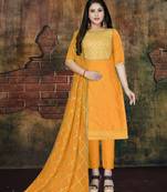 Orange Embroidered Cotton Salwar