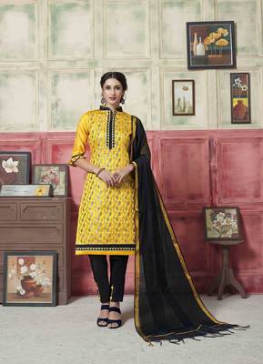Yellow Embroidered Banarasi Silk Salwar 1