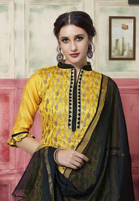Yellow Embroidered Banarasi Silk Salwar 2