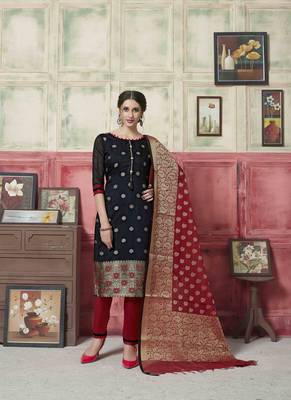 Black Embroidered Banarasi Silk Salwar 1