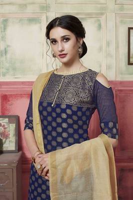 Blue Embroidered Banarasi Silk Salwar 2