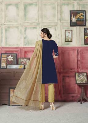 Blue Embroidered Banarasi Silk Salwar 3