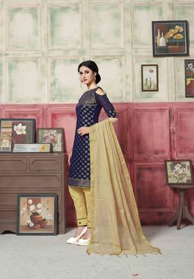 Blue Embroidered Banarasi Silk Salwar 4