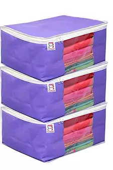 Atorakushon   Fabric Saree Cover Garments Wardrobe Organiser Pack of 9