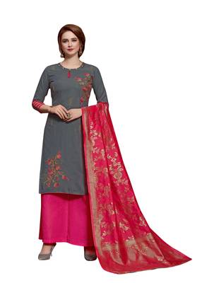 Grey Embroidered Cotton Salwar 1