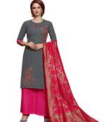 Grey Embroidered Cotton Salwar