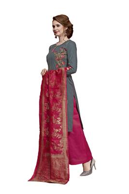 Grey Embroidered Cotton Salwar 3