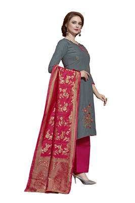Grey Embroidered Cotton Salwar 4