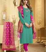 Green Embroidered Cotton Salwar