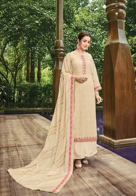 Off-White Embroidered Faux Georgette Salwar 1
