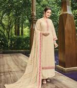 Off-White Embroidered Faux Georgette Salwar
