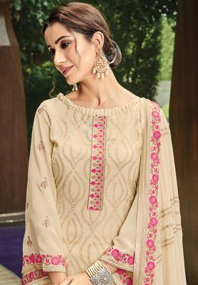 Off-White Embroidered Faux Georgette Salwar 2