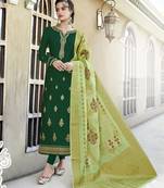 Green Embroidered Faux Georgette Salwar