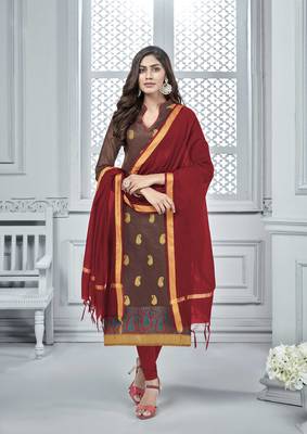Brown Woven Banarasi Silk Salwar 1