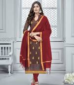 Brown Woven Banarasi Silk Salwar