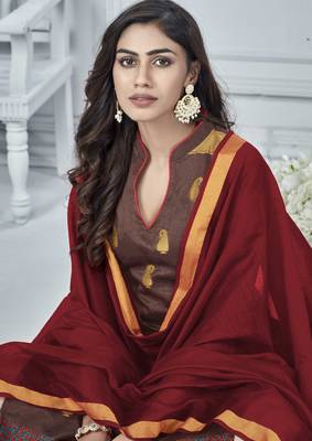 Brown Woven Banarasi Silk Salwar 2
