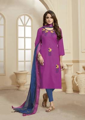 Pink Embroidered Cotton Salwar 1