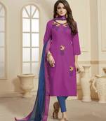 Pink Embroidered Cotton Salwar