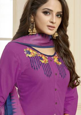Pink Embroidered Cotton Salwar 2