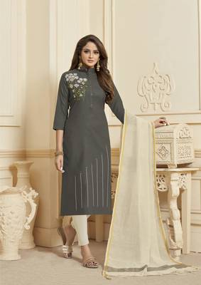 Grey Embroidered Cotton Salwar 1