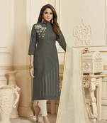 Grey Embroidered Cotton Salwar