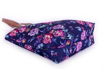 Blue Flower Print Polycanvas Light Weight Shopper Hand Shoulder Tote Bag 2