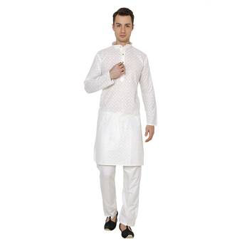 White Plain Cotton Men Pyjamas 1