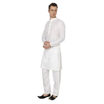 White Plain Cotton Men Pyjamas 2