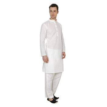 White Plain Cotton Men Pyjamas 3