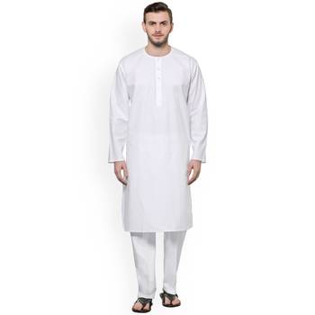 White Plain Cotton Men Pyjamas 1