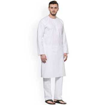 White Plain Cotton Men Pyjamas 2