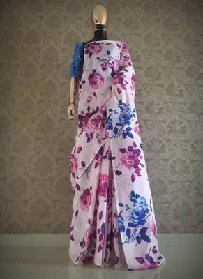 Multicolor Printed Jute Saree With Blouse 1