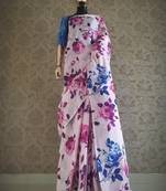 Multicolor Printed Jute Saree With Blouse