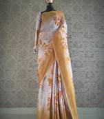 Multicolor Printed Jute Saree With Blouse