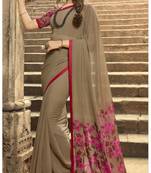 Tan printed georgette saree with blouse